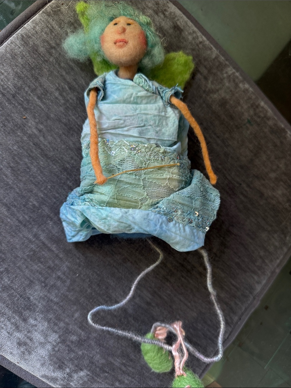 Handmade Blue Felt Fairy Doll - Soft Plush Kids Toy